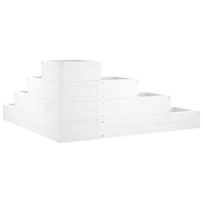 Plantenbak 4-laags 80,5x79x36 cm massief grenenhout wit