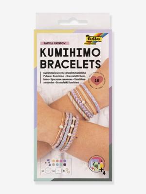 DIY set Kumihimo armbanden PASTEL RAINBOW FOLIA, 16 stuks meerkleurig