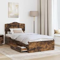Bedframe met hoofdeinde Gerookt eiken 90 x 200 cm Bewerkt hout - thumbnail