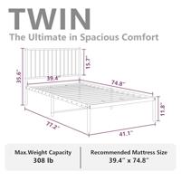 Bedframe met hoofdbord metaal wit 100x190 cm - thumbnail