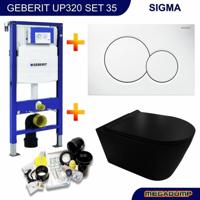 Geberit UP320 Toiletset set44 Civita Black Rimless Mat Zwart Met Sigma Drukplaat - thumbnail