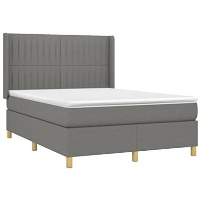 Boxspring met matras en LED stof donkergrijs 140x190 cm