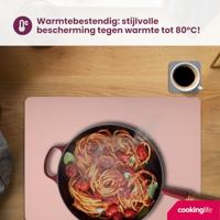 Cookinglife 6 Placemats + 6 Onderzetters - Dubbelzijdig - Vegan leer - Roze / Grijs - thumbnail