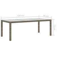 Tuintafel 190x90x75 cm gehard glas en poly rattan grijs - thumbnail