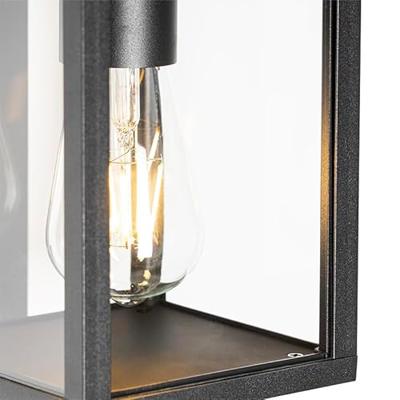 QAZQA Buiten wandlantaarn zwart IP44 met schemersensor - Charlois