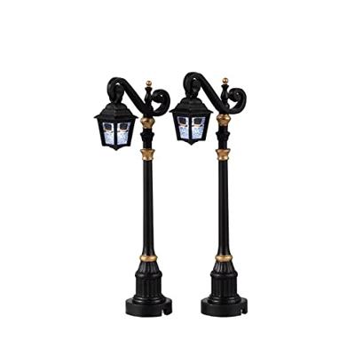 Lemax skeleton deco lamp, set of 2 verlichte straatlantaarn Spooky Town 2022