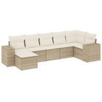 8-delige Loungeset met kussens poly rattan beige - thumbnail