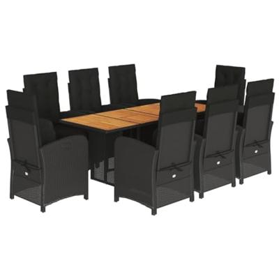 9-delige Tuinset poly rattan zwart