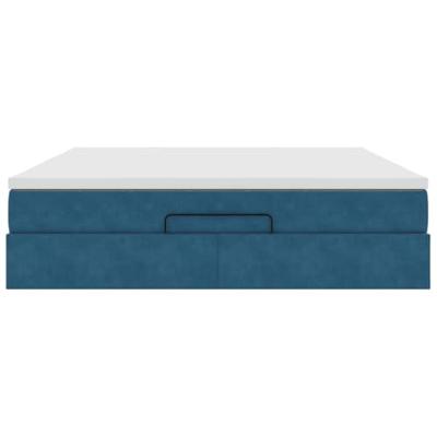 Ottoman bed met matras 160x200cm fluweel donkerblauw