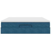 Ottoman bed met matras 160x200cm fluweel donkerblauw - thumbnail