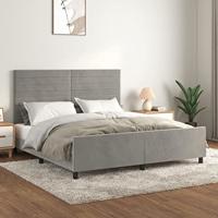 Bedframe met hoofdeinde fluweel lichtgrijs 180x200 cm - thumbnail