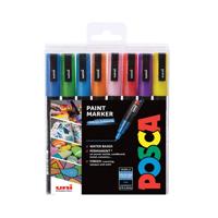 Paintmarker Uni POSCA PC3M fijn glitter pastel assorti set a 8 stuks - thumbnail