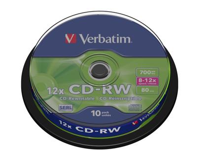 Verbatim 43480 CD-RW disc 700 MB 10 stuk(s) Spindel Herschrijfbaar
