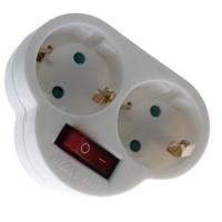 Enzo Randaarde stekkeradapter dubbel schakelaar 6140885 - thumbnail
