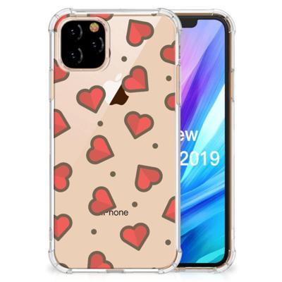 Apple iPhone 11 Pro Doorzichtige Silicone Hoesje Hearts