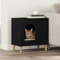 Kattenhuis Zwart 51 x 30 x 52 cm Bewerkt hout - thumbnail
