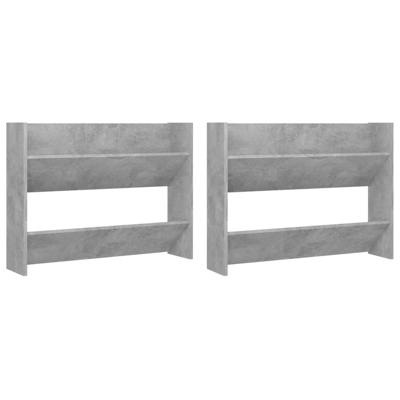 Wandschoenenkasten 2 st 80x18x60 cm spaanplaat betongrijs