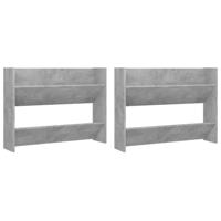 Wandschoenenkasten 2 st 80x18x60 cm spaanplaat betongrijs - thumbnail