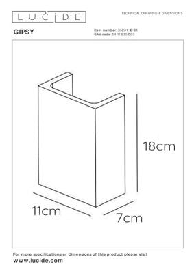Lucide GIPSY - Wandlamp - 1xG9 - Wit