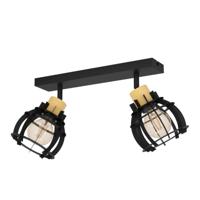 Eglo 2-lichts plafondlampStillington 1 zwart met hout - 43927 - thumbnail