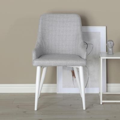 Nohr Eetkamerstoel 'Quennel' Wit onderstel, kleur Lichtgrijs Nohr Eetkamerstoel 'Quennel' Wit onderstel, kleur Lichtgrijs