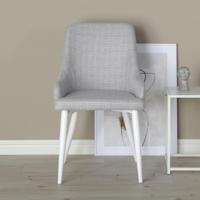 Nohr Eetkamerstoel 'Quennel' Wit onderstel, kleur Lichtgrijs - thumbnail