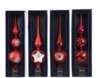 Piek glas groot d8h31 cm kerstrood assorti kerst Decoris - Decoris - thumbnail