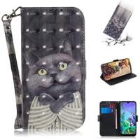 3D schilderij Embrace kat patroon gekleurde tekening horizontale Flip lederen case voor LG q60 met houder & kaartsleuven & portemonnee - thumbnail