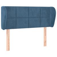 Hoofdbord met randen 163x23x118/128 cm fluweel donkerblauw - thumbnail