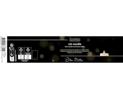 Lumineo LED kaars kerstrood/warm wit 7x19cm