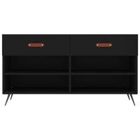 VidaXL Schoenenbank 102x35x55 cm bewerkt hout zwart - thumbnail