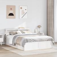 Bedframe met hoofdbord massief grenenhout wit 120x190 cm - thumbnail