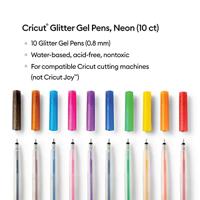 Cricut Glitzer Gel 0,8mm, 10er Stiftset Blauw, Geel, Oranje, Groen, Rood, Zwart, Bruin, Lichtblauw, Roze, Lila - thumbnail