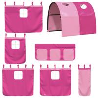 Kinderhoogslaper met tunnel 90x190 cm massief grenenhout roze - thumbnail