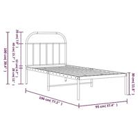 Bedframe met hoofdbord metaal wit 90x190 cm - thumbnail