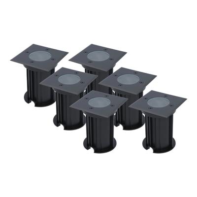 Set van 6 Ramsay LED Grondspots - Vierkant - Dimbaar - GU10 - Excl. Lichtbron - Tuinspot - Zwart - IP67 waterdicht - Overrijdbaar voor de Oprit, Tuin en Terras