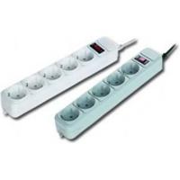 Stekkerdoos met schakelaar, 5 voudig, 3 meter, grijs - thumbnail