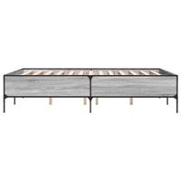 Bedframe bewerkt hout metaal grijs sonoma eiken 135x190 cm - thumbnail