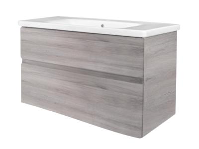 Badkamermeubel Best Design Quick-Greeploos 80x56x45cm Onderkast + Wastafel Grijs Eiken