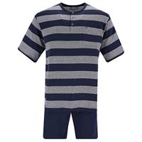 Blauw grijs gestreepte heren shortama Hajo - thumbnail