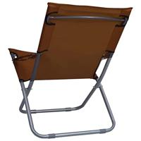Strandstoelen 2 st inklapbaar stof bruin - thumbnail