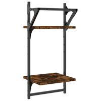 Wandschappen 2-laags met stangen 2 st 30x25x65 cm gerookt eiken - thumbnail