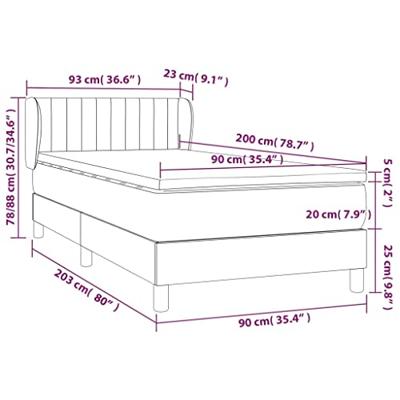 Boxspring met matras stof lichtgrijs 90x200 cm