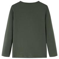Kindershirt met lange mouwen kattenprint 104 kakikleurig - thumbnail