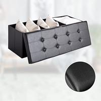 Monzana Zitbank - 114cm - met - opslagruimte - in - Zwart - thumbnail