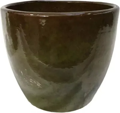 Geglazuurde bloempot hoog 40x34 cm jade zwart