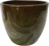 Geglazuurde bloempot hoog 40x34 cm jade zwart - thumbnail