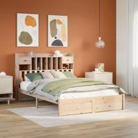 Bed met boekenkast zonder matras massief grenenhout 140x200 cm - thumbnail