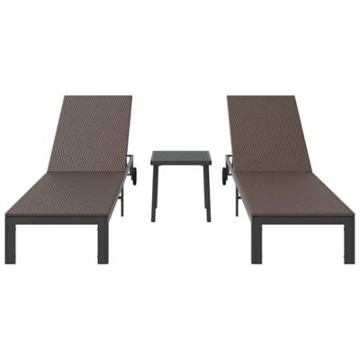 Ligstoel met kussen 2 pcs Bruin 40 x 39 x 40.5cm poly rattan