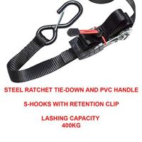 Masterlock Set of 2 ratchet tie downs with S hooks 4,25m - colour : black - 2 pac - 3066EURDAT - thumbnail